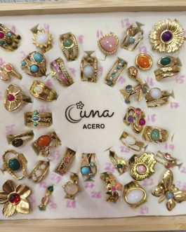 Anillos Luna acero dorado