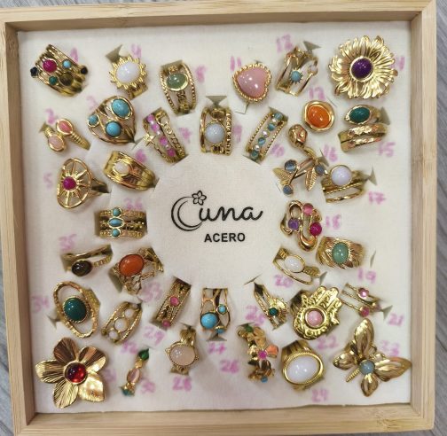 Anillos Luna acero dorado