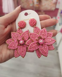 Pendientes florales grandes rosas