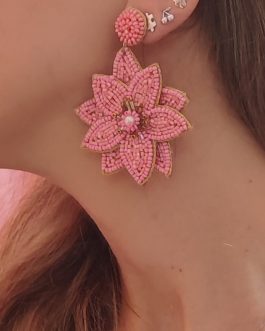 Pendientes florales grandes rosas