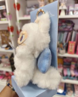 Labubu custom blanco con lazo azul