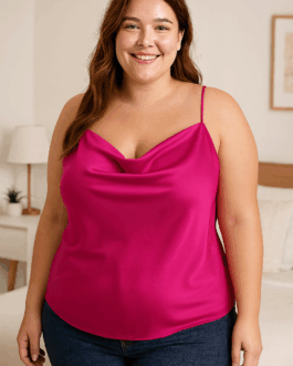 Camiseta tirantes Seda fucsia curvy