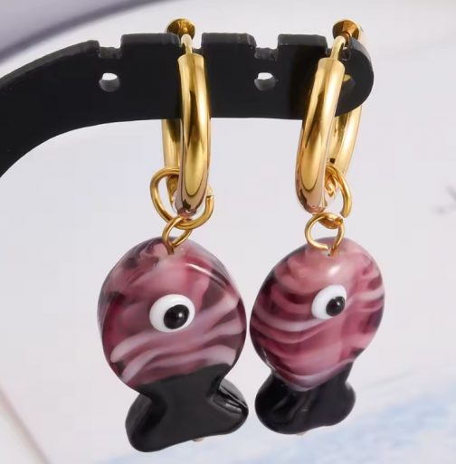Pendientes peces cristal