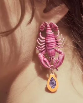 Pendientes langosta con papaya
