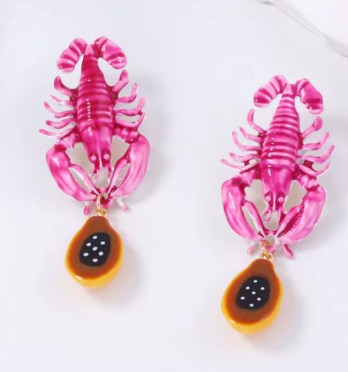 Pendientes langosta con papaya - Imagen 2