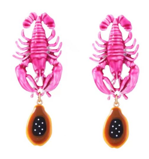 Pendientes langosta con papaya - Imagen 3