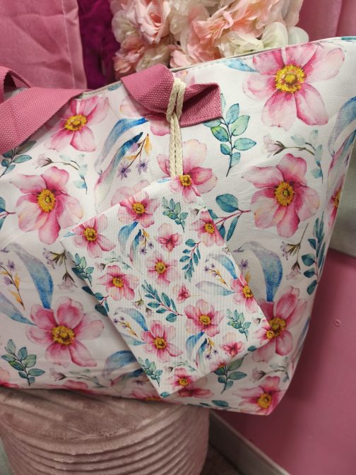 Bolso playa flores rosas - Imagen 4