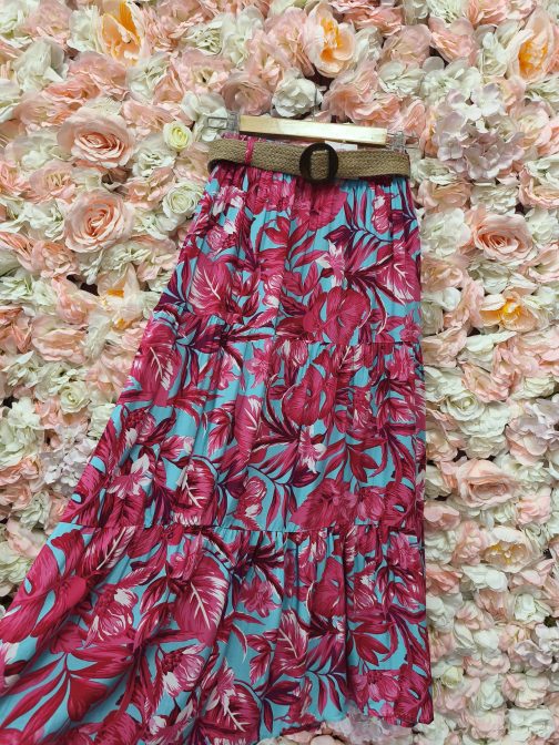 Falda floral con cinturón - Imagen 4