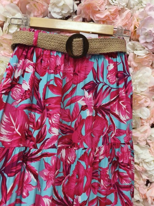 Falda floral con cinturón - Imagen 3