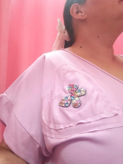 Camiseta malva mariposa curvy - Imagen 5