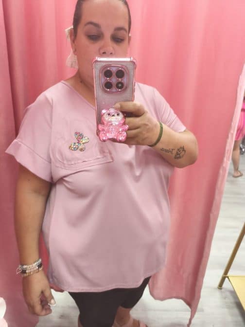 Camiseta malva mariposa curvy - Imagen 3