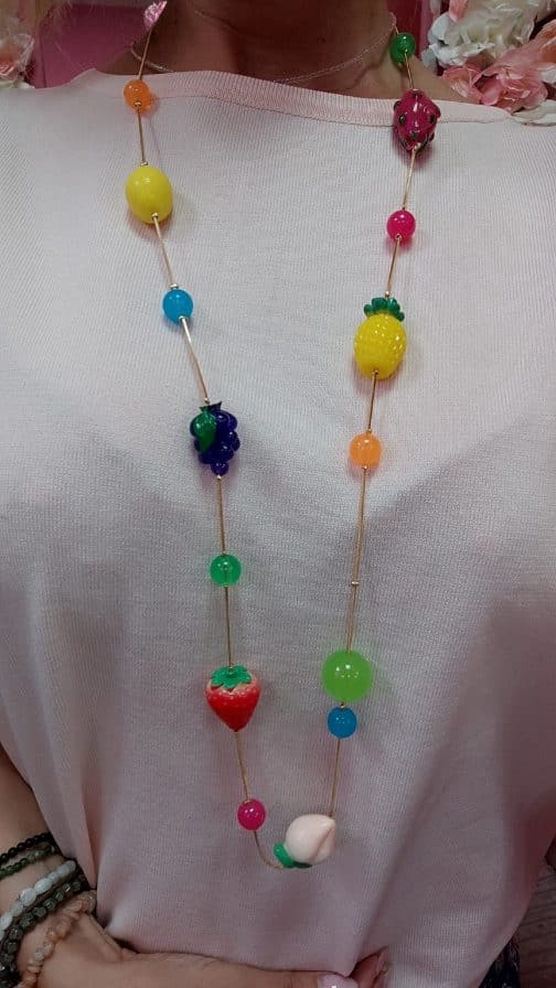 Collar largo frutas de colores