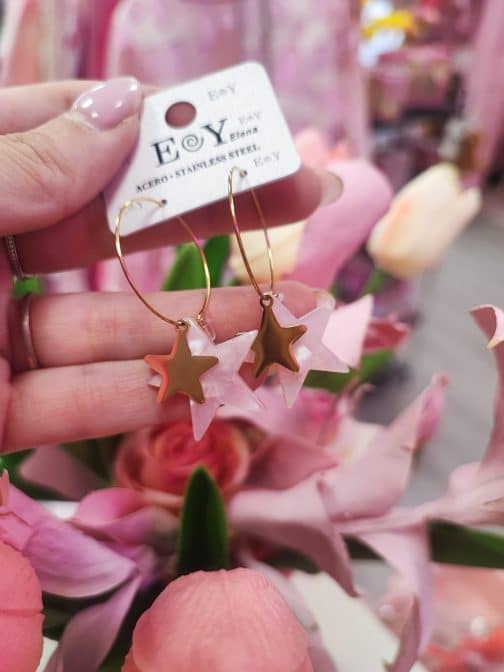 Pendientes acero estrellas dobles