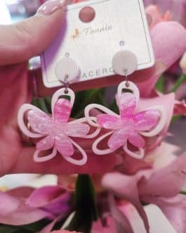 Pendientes acero flores resina