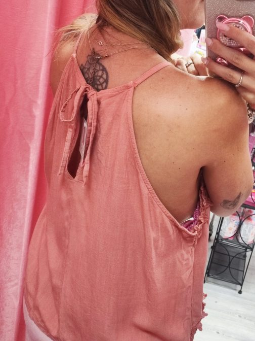 Blusa terracota con encaje - Imagen 4