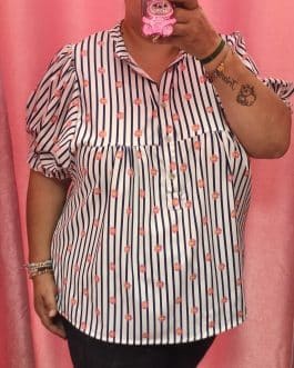 Blusa rayas con flores curvy