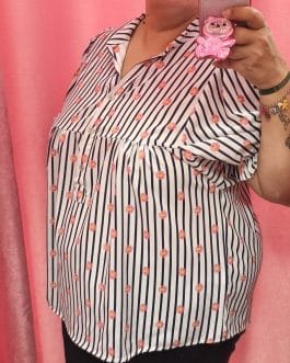 Blusa rayas con flores curvy