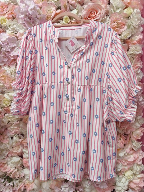 Blusa rayas con flores curvy - Imagen 4