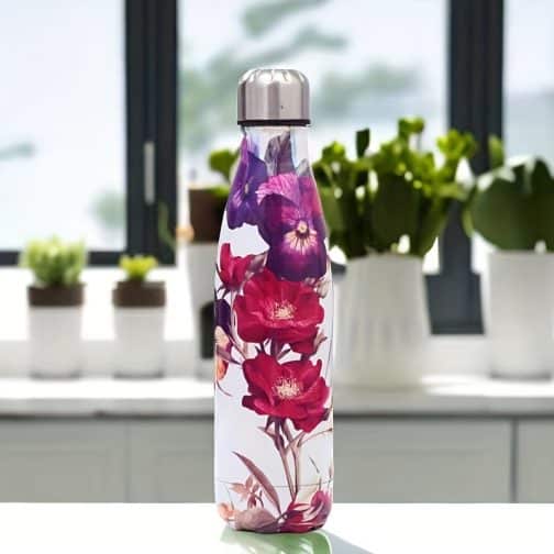 Botella acero inoxidable floral elegante