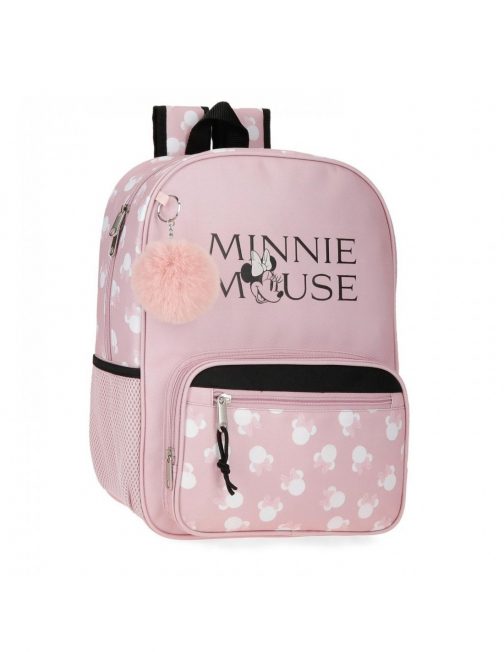 Mochila Minnie Mouse rosa con pompón