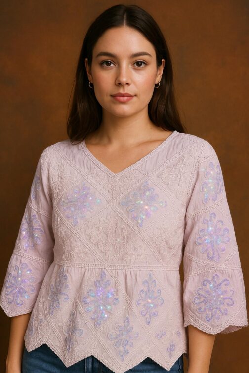 Blusa lentejuelas lavanda