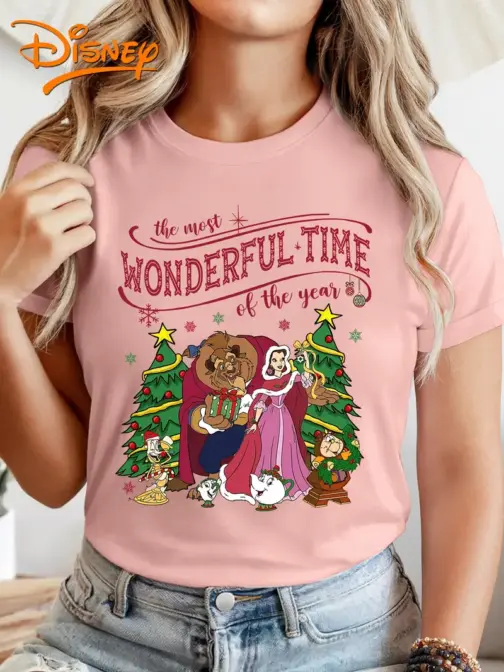 Camiseta Disney navidad La Bella y la Bestia