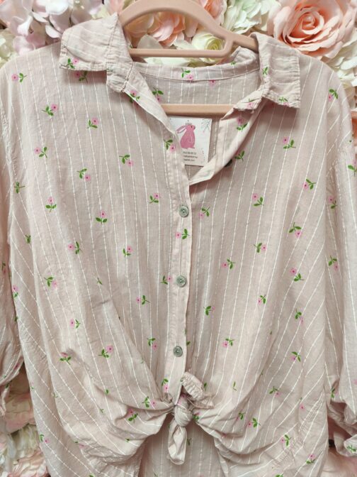 Camisa rayada con florecitas - Imagen 3