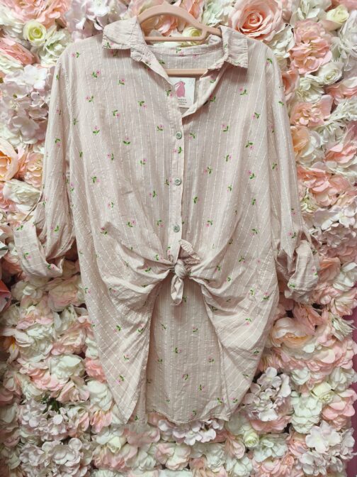 Camisa rayada con florecitas - Imagen 2