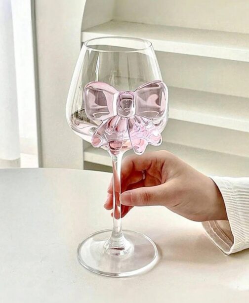 Copa de cristal con lazo rosa - Imagen 2