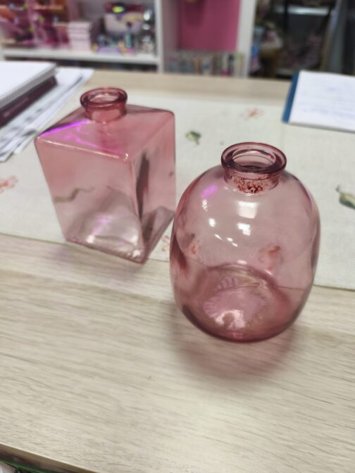 Jarroncitos rosas cristal