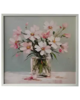 Cuadro jarrón con flores rosas