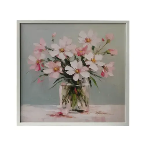 Cuadro jarrón con flores rosas