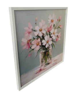 Cuadro jarrón con flores rosas