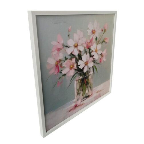 Cuadro jarrón con flores rosas - Imagen 2