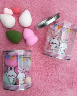 Bote conejitos con 4 esponjas de maquillaje