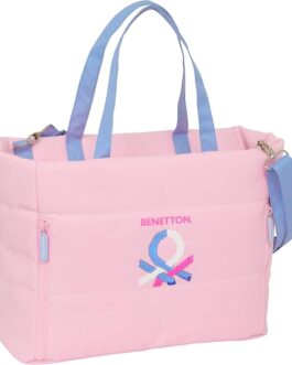 Bolso acolchado Benetton rosa y azul