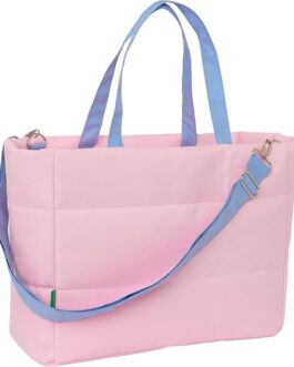 Bolso acolchado Benetton rosa y azul