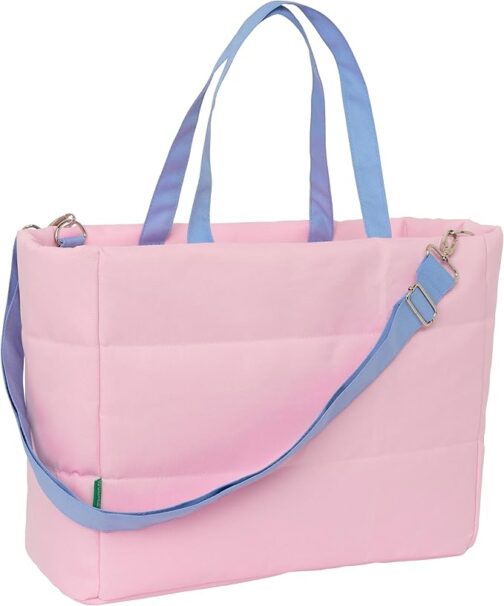 Bolso acolchado Benetton rosa y azul - Imagen 2