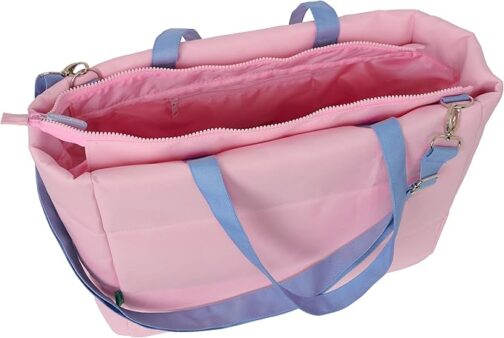 Bolso acolchado Benetton rosa y azul - Imagen 4