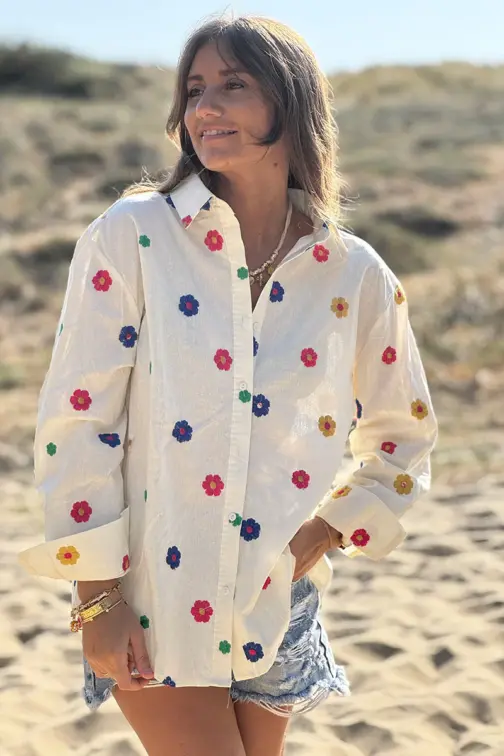 Camisa flores colores - Imagen 2