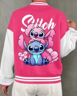 Chaqueta universitaria rosa Stitch