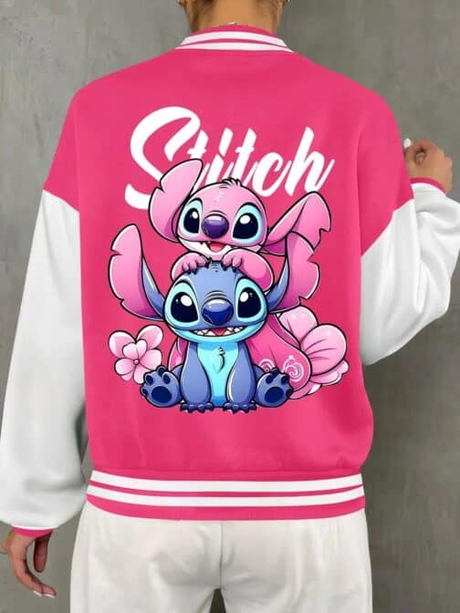 Chaqueta universitaria rosa Stitch - Imagen 2