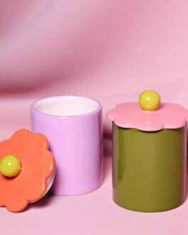 Set 2 tarros con tapa flor