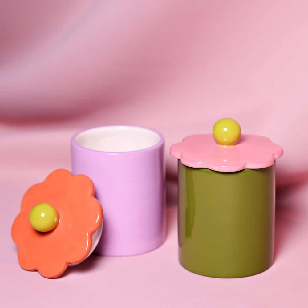 Set 2 tarros con tapa flor