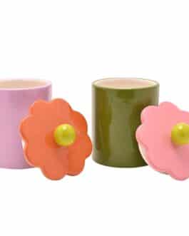 Set 2 tarros con tapa flor