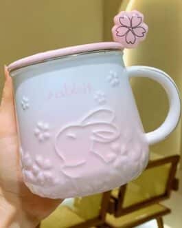 Taza con tapa conejo sakura