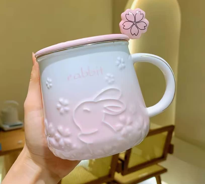 Taza con tapa conejo sakura - Imagen 2