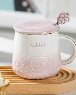 Taza con tapa conejo sakura