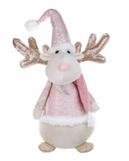 Ciervo decorativo navideño rosa