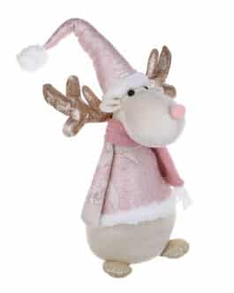 Ciervo decorativo navideño rosa